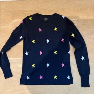 J. Crew Navy Cashmere Sweater with Stars